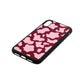 Pink Cow Print Wine Red Saffiano Leather iPhone Xr Case Side Angle