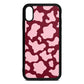 Pink Cow Print Wine Red Saffiano Leather iPhone Xr Case