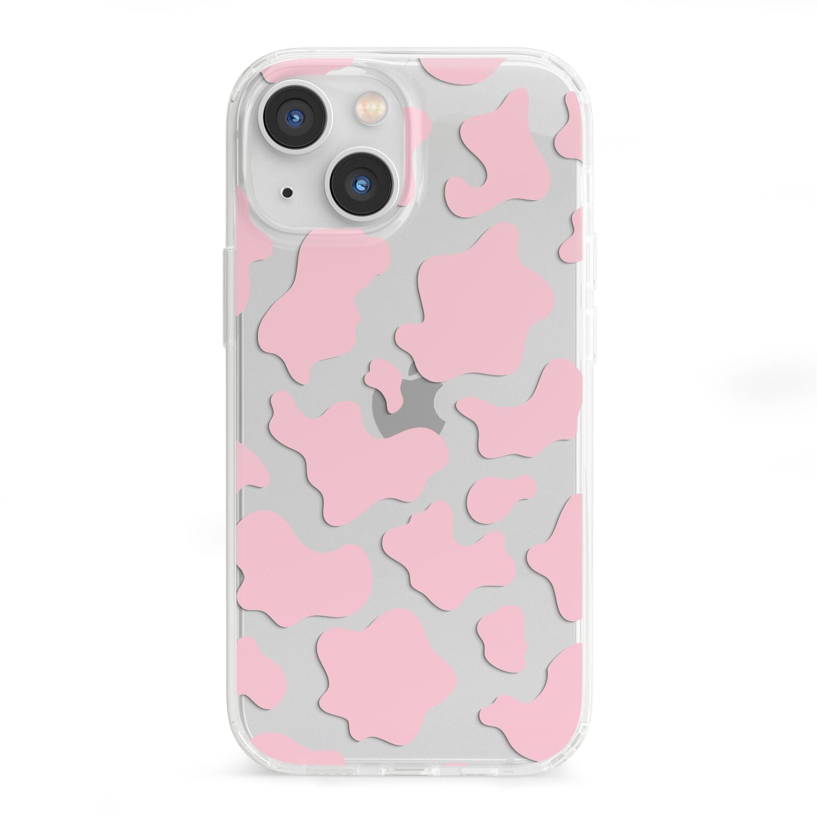 Pink Cow Print iPhone 13 Mini Clear Bumper Case
