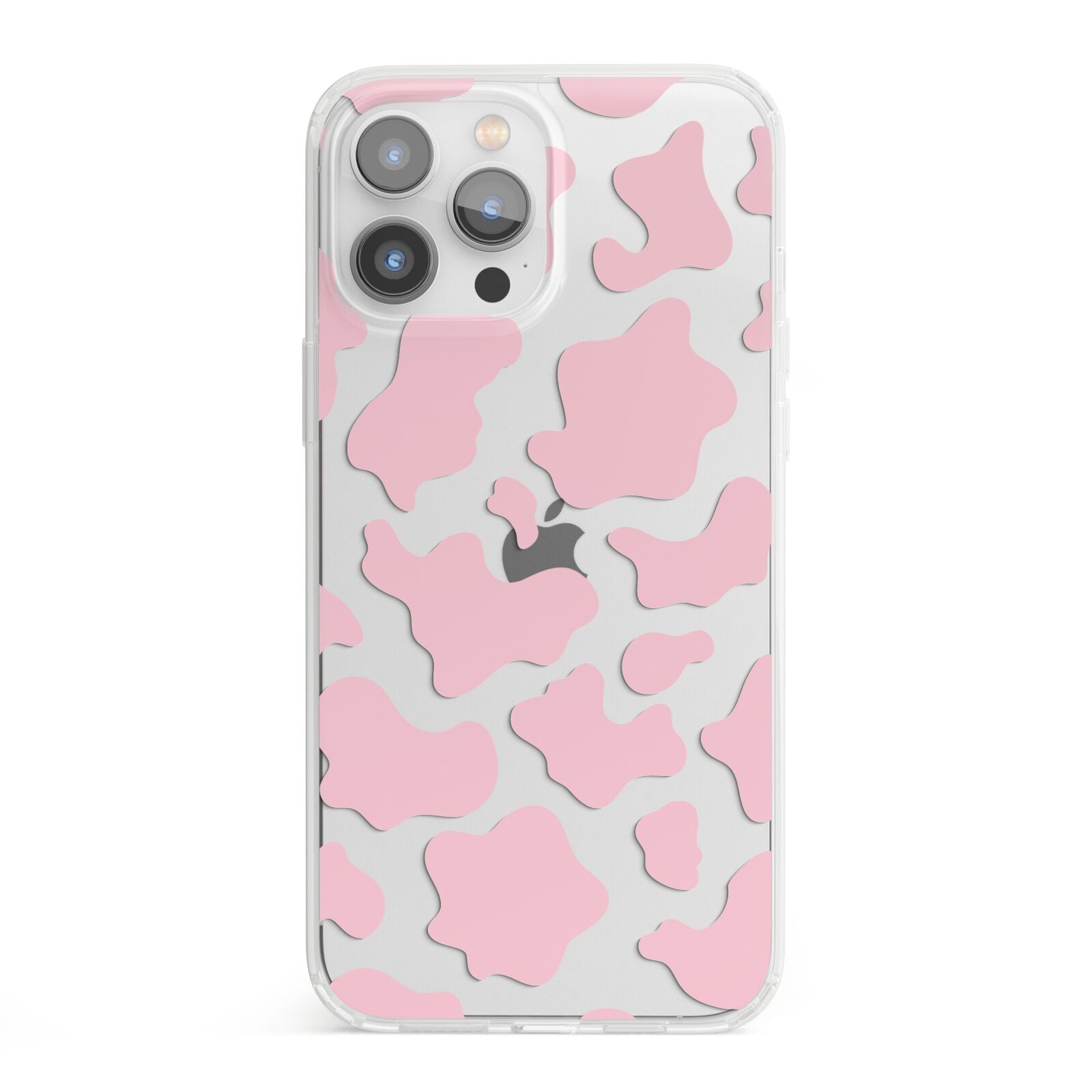 Pink Cow Print iPhone 13 Pro Max Clear Bumper Case