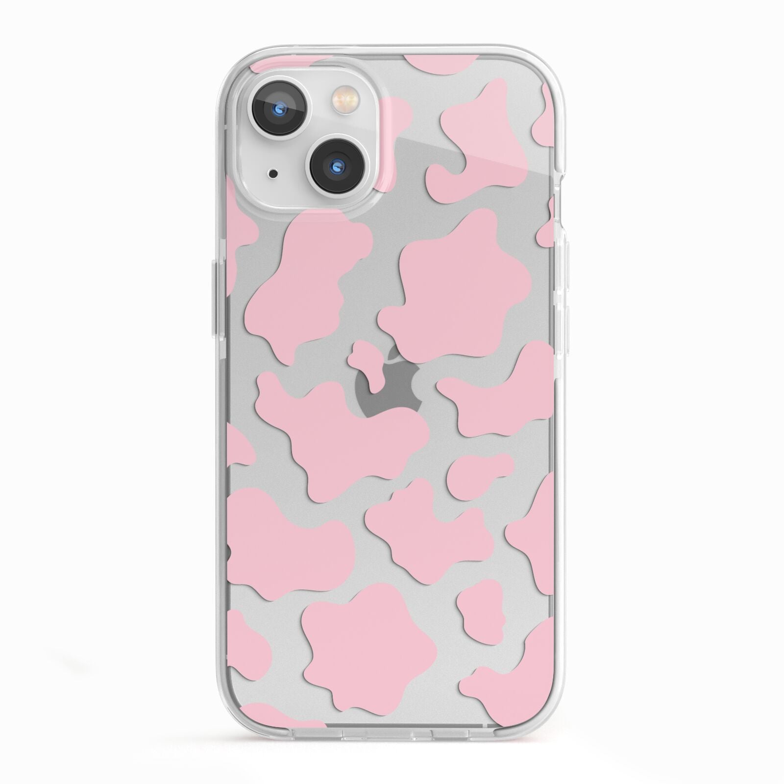 Pink Cow Print iPhone 13 TPU Impact Case with White Edges