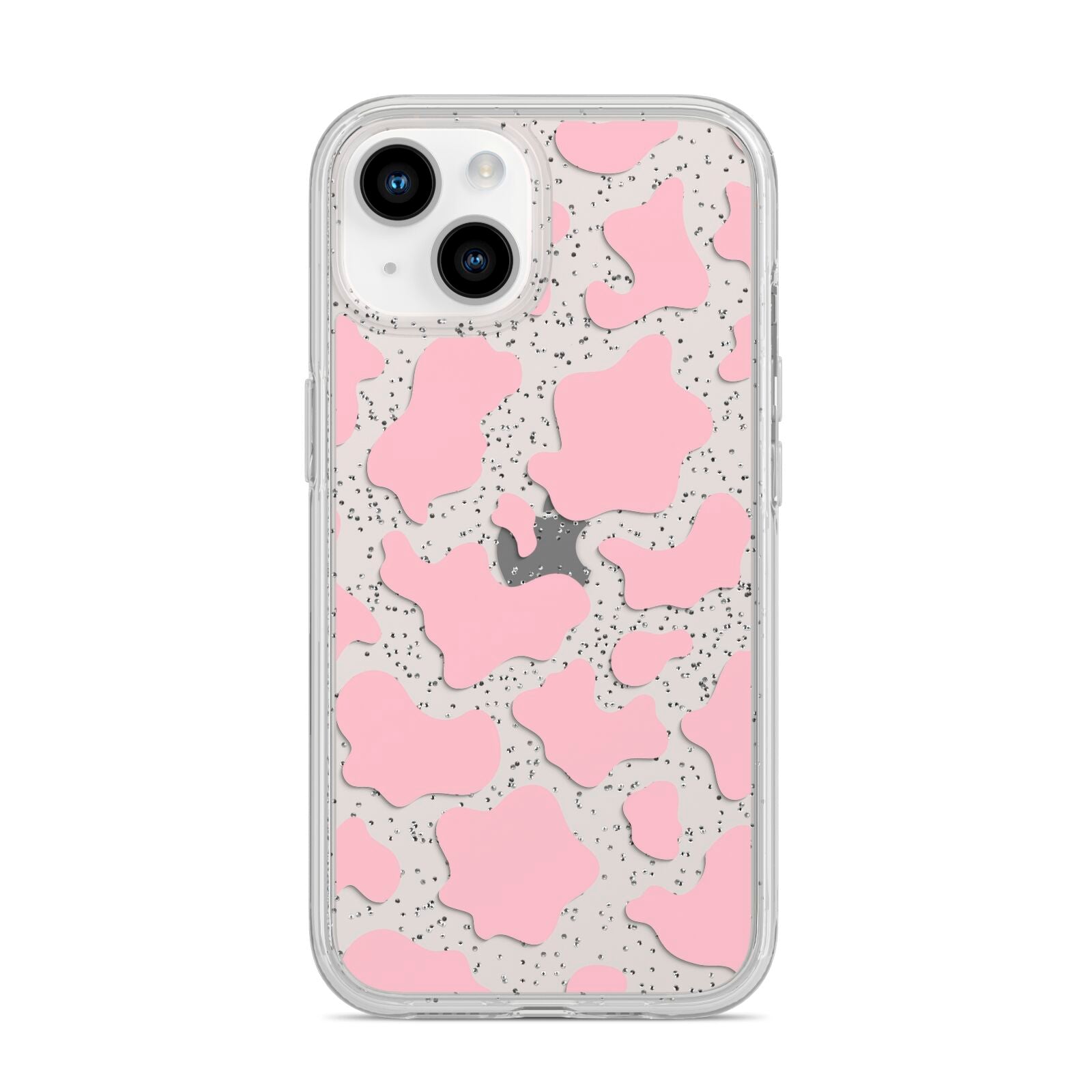 Pink Cow Print iPhone 14 Glitter Tough Case Starlight