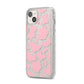 Pink Cow Print iPhone 14 Plus Glitter Tough Case Starlight Angled Image