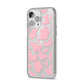 Pink Cow Print iPhone 14 Pro Max Glitter Tough Case Silver Angled Image