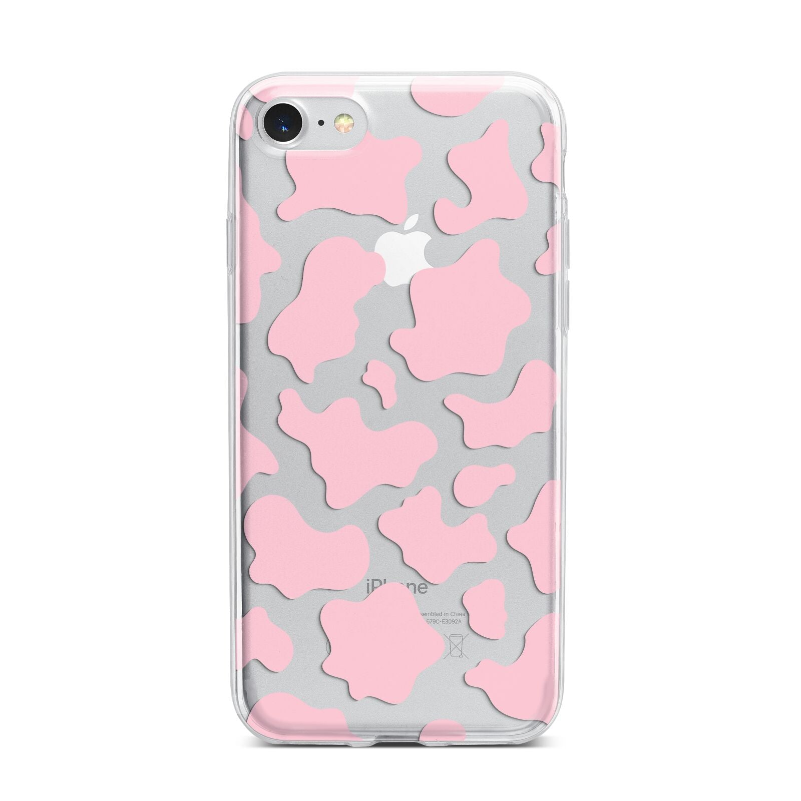 Pink Cow Print iPhone 7 Bumper Case on Silver iPhone