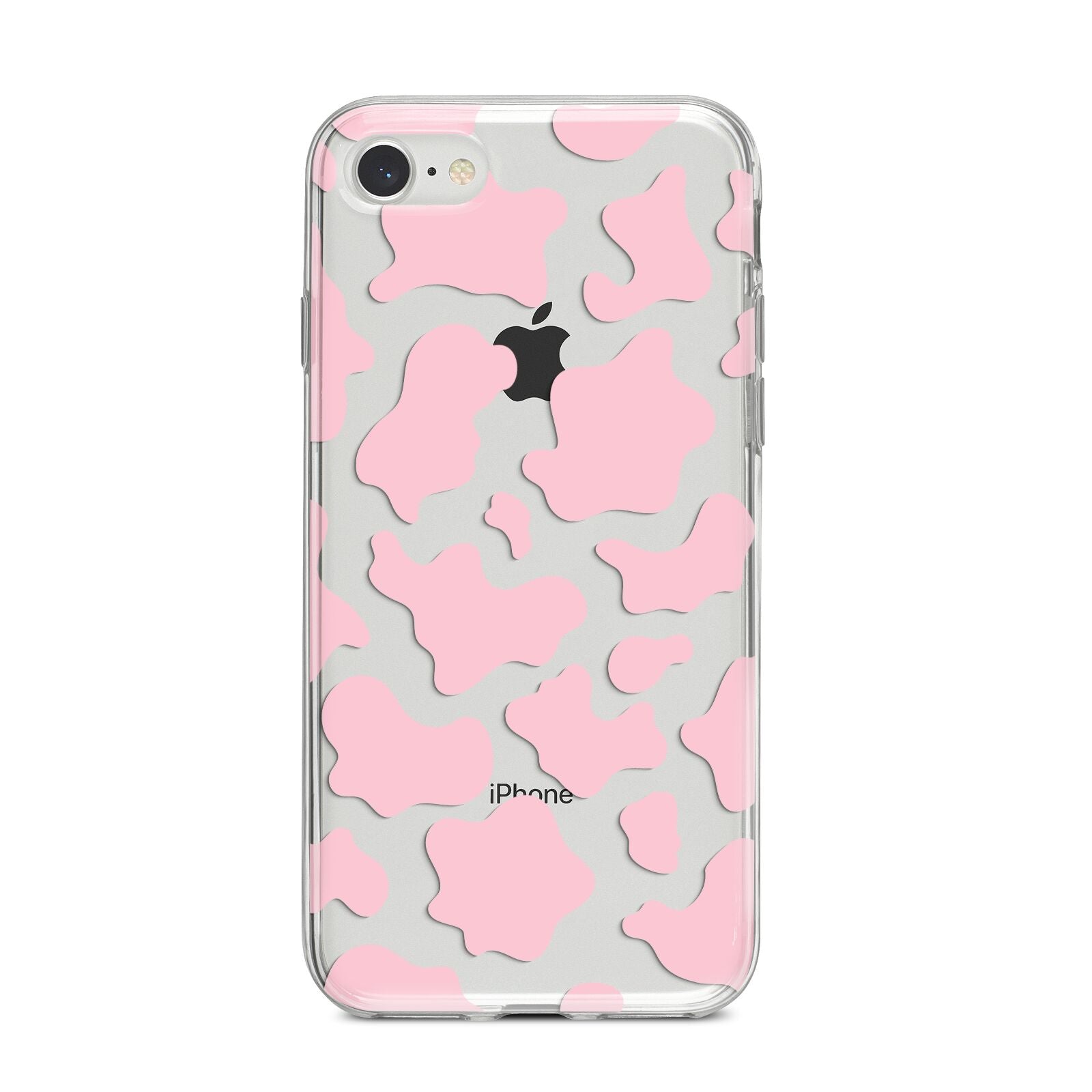 Pink Cow Print iPhone 8 Bumper Case on Silver iPhone