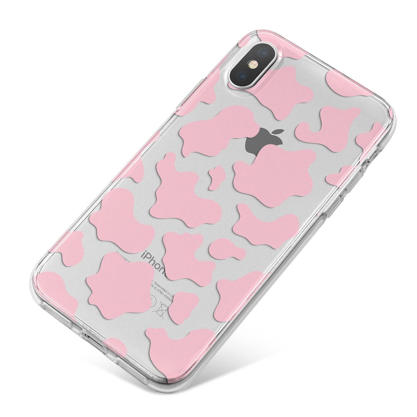 Pink Cow Print iPhone X Bumper Case on Silver iPhone