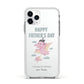 Pink Dino Happy Fathers Day Custom Apple iPhone 11 Pro in Silver with White Impact Case