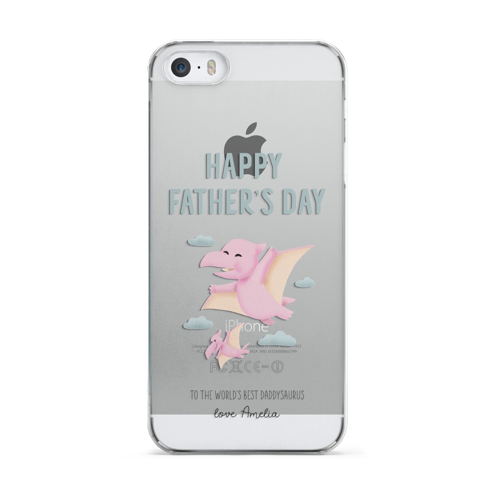 Pink Dino Happy Fathers Day Custom Apple iPhone 5 Case
