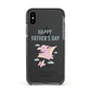 Pink Dino Happy Fathers Day Custom Apple iPhone Xs Impact Case Black Edge on Black Phone