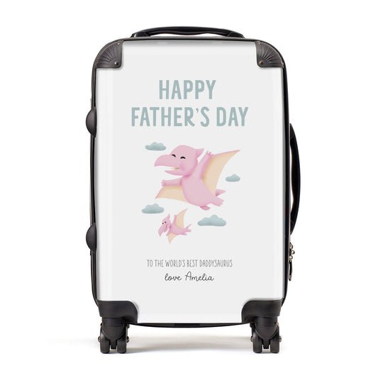 Pink Dino Happy Fathers Day Custom Suitcase
