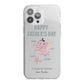 Pink Dino Happy Fathers Day Custom iPhone 13 Pro Max TPU Impact Case with White Edges