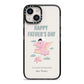 Pink Dino Happy Fathers Day Custom iPhone 14 Black Impact Case on Silver phone