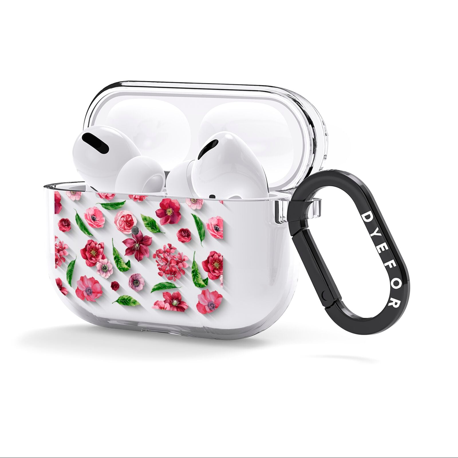 Pink Floral AirPods Clear Case 3rd Gen Side Image