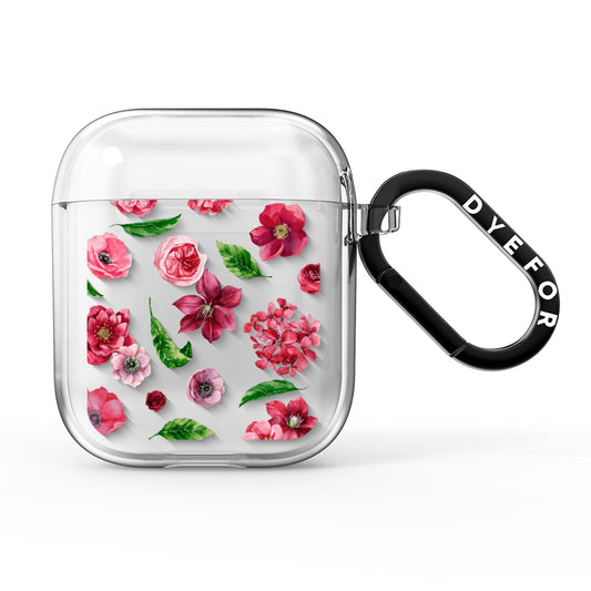 Pink Floral AirPods Clear Case