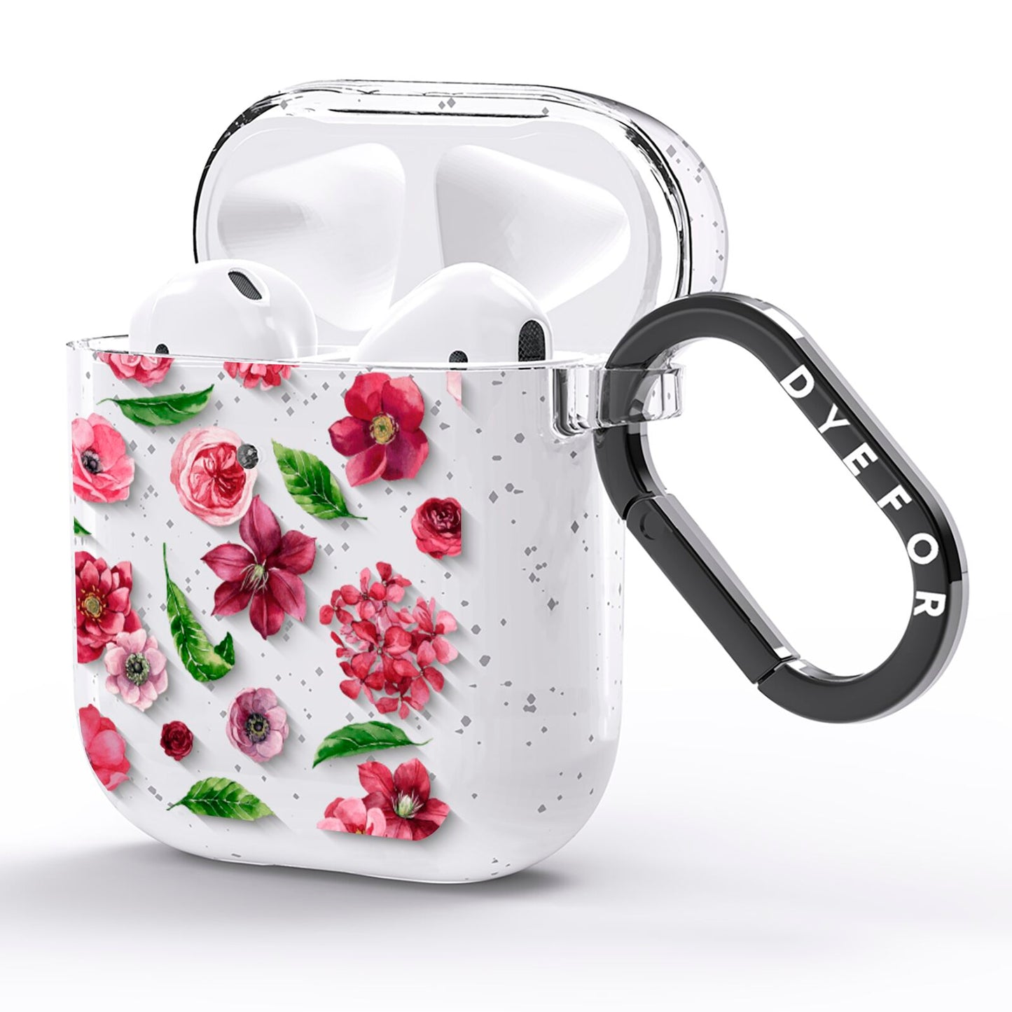 Pink Floral AirPods Glitter Case Side Image