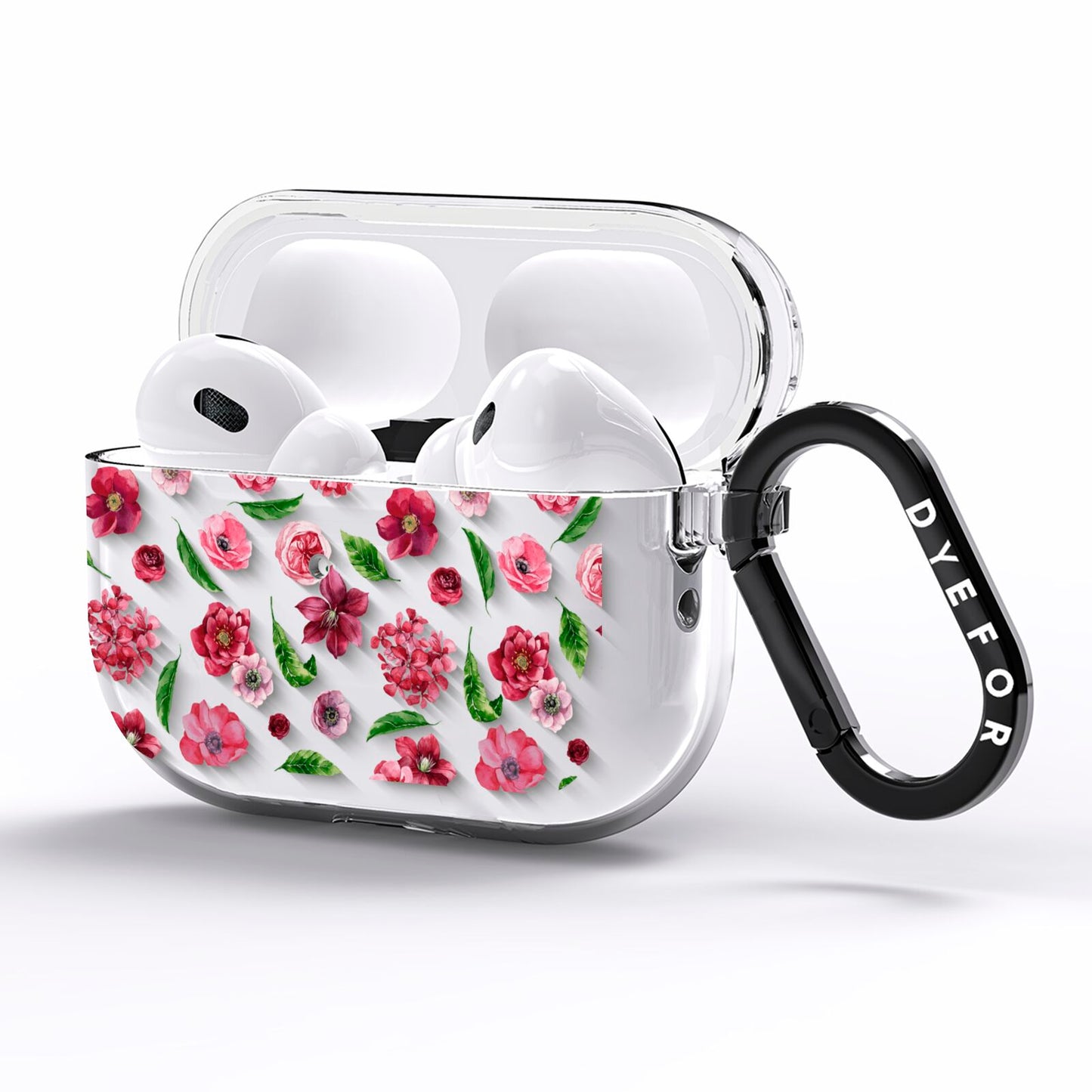 Pink Floral AirPods Pro Clear Case Side Image