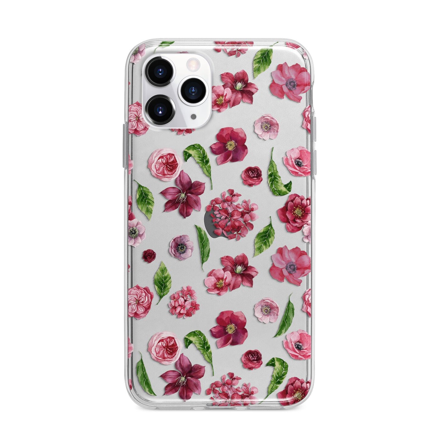Pink Floral Apple iPhone 11 Pro in Silver with Bumper Case