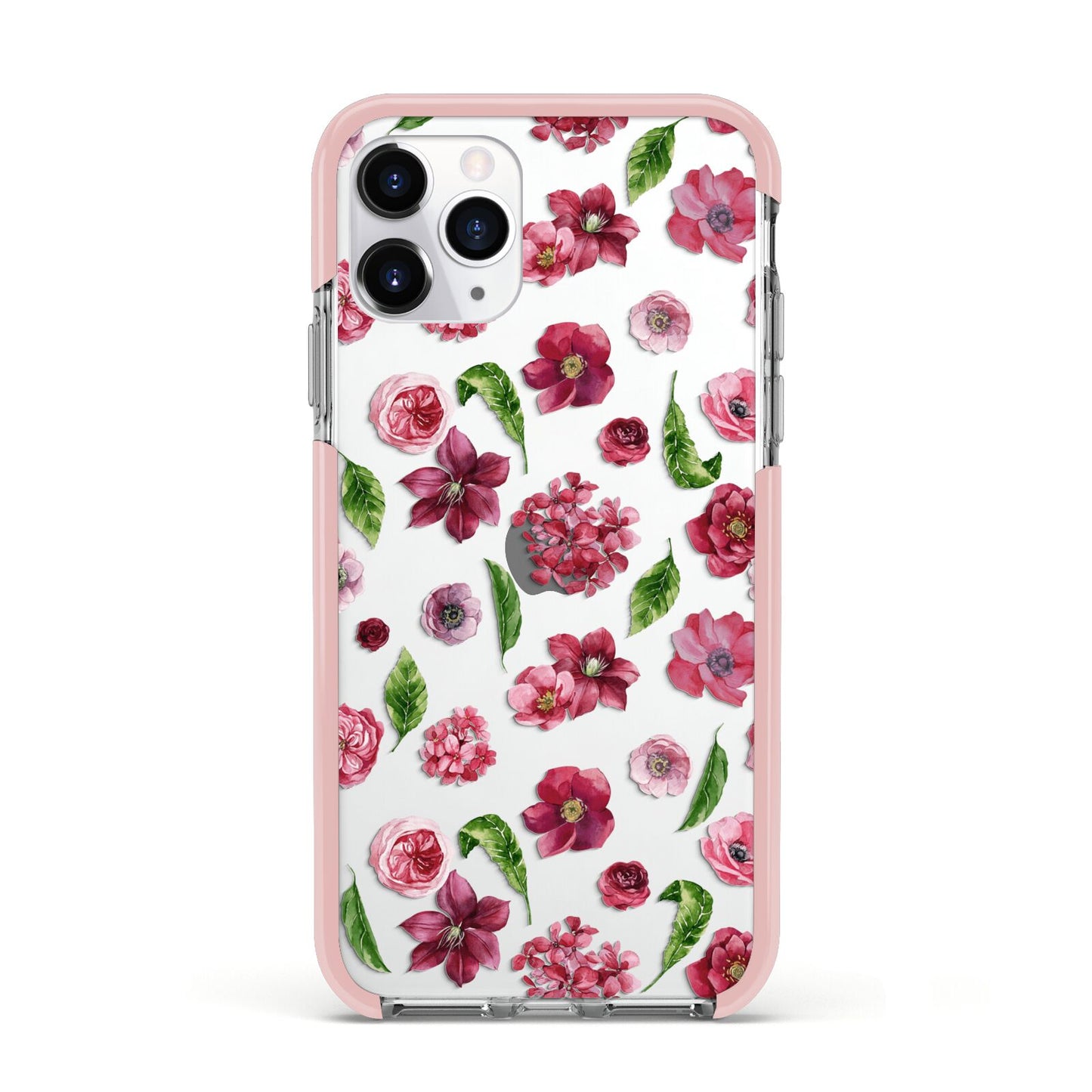 Pink Floral Apple iPhone 11 Pro in Silver with Pink Impact Case