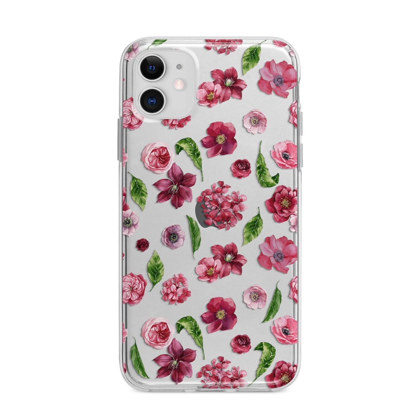 Pink Floral Apple iPhone 11 in White with Bumper Case