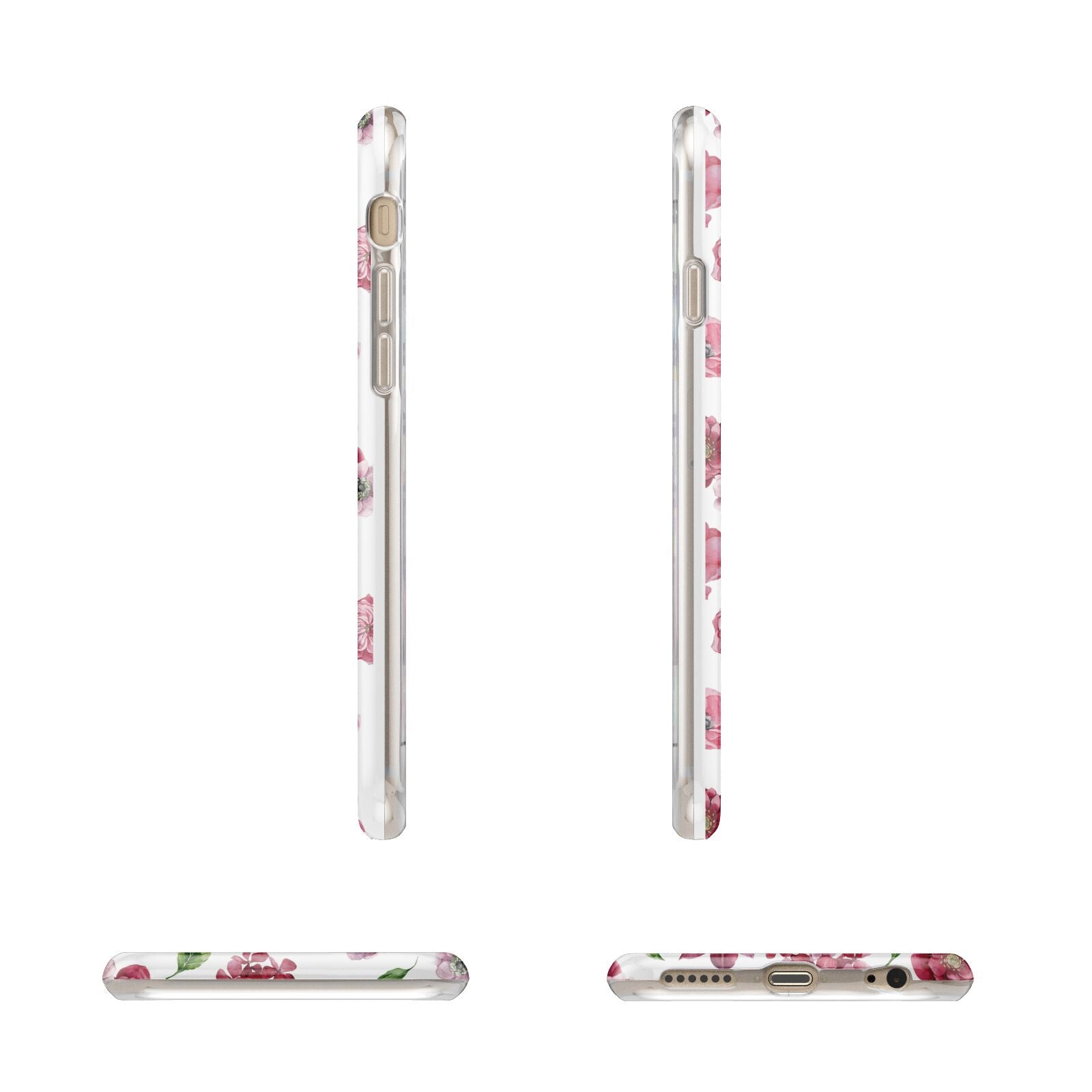 Pink Floral Apple iPhone 6 3D Wrap Tough Case Alternative Image Angles