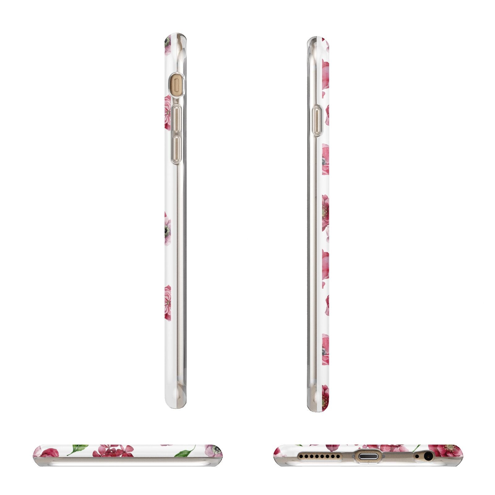 Pink Floral Apple iPhone 6 Plus 3D Wrap Tough Case Alternative Image Angles