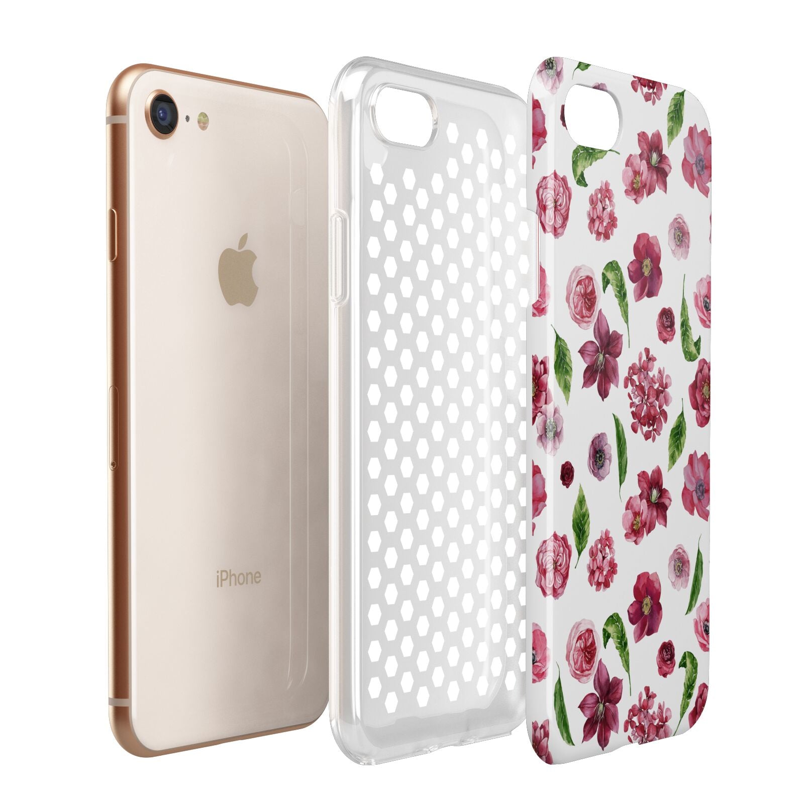 Pink Floral Apple iPhone 7 8 3D Tough Case Expanded View