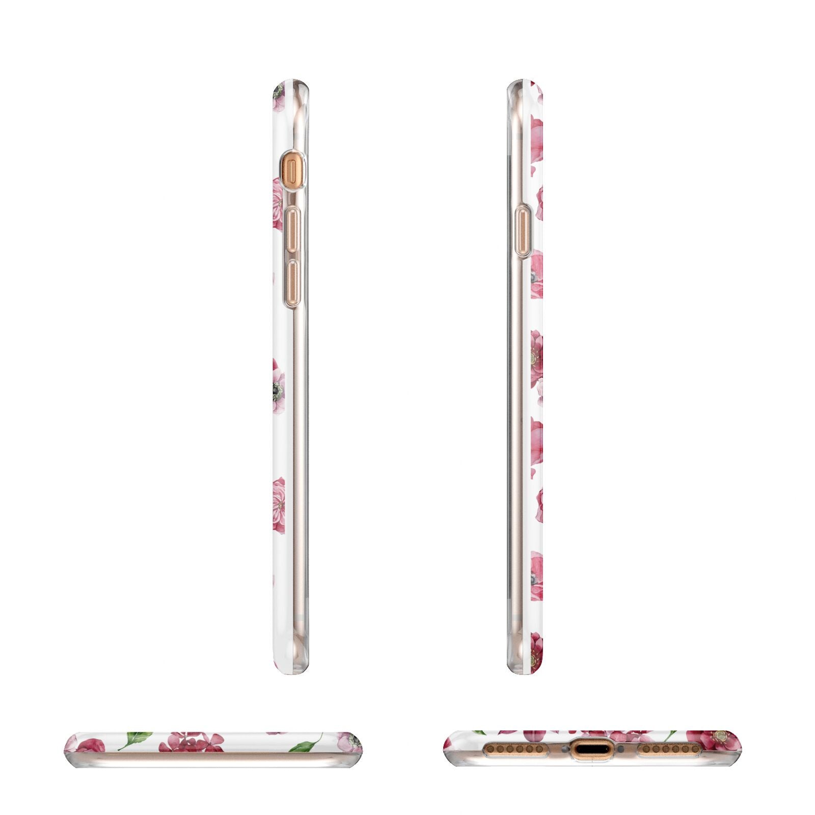 Pink Floral Apple iPhone 7 8 3D Wrap Tough Case Alternative Image Angles