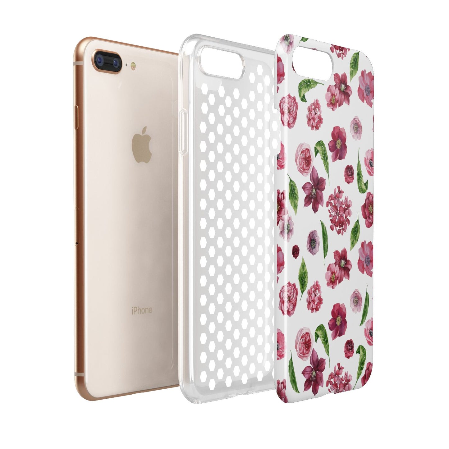 Pink Floral Apple iPhone 7 8 Plus 3D Tough Case Expanded View