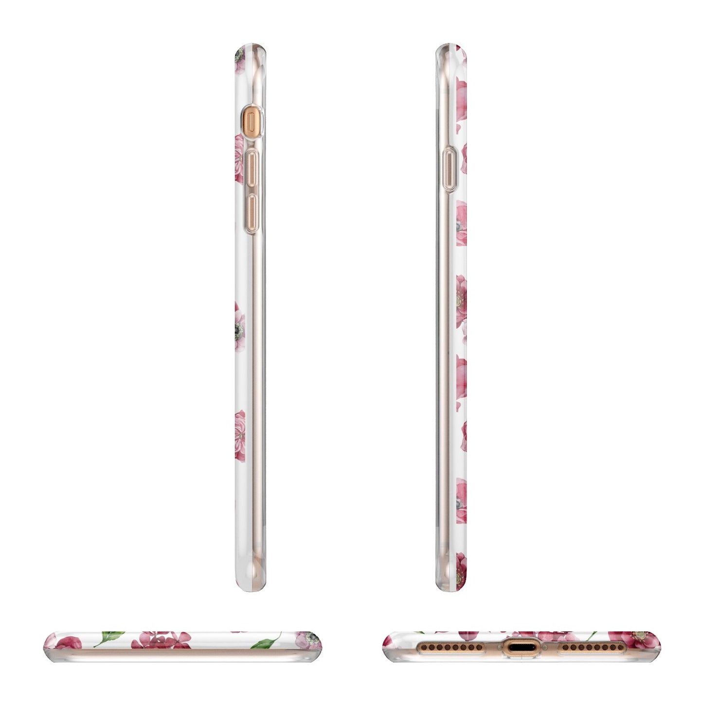 Pink Floral Apple iPhone 7 8 Plus 3D Wrap Tough Case Alternative Image Angles