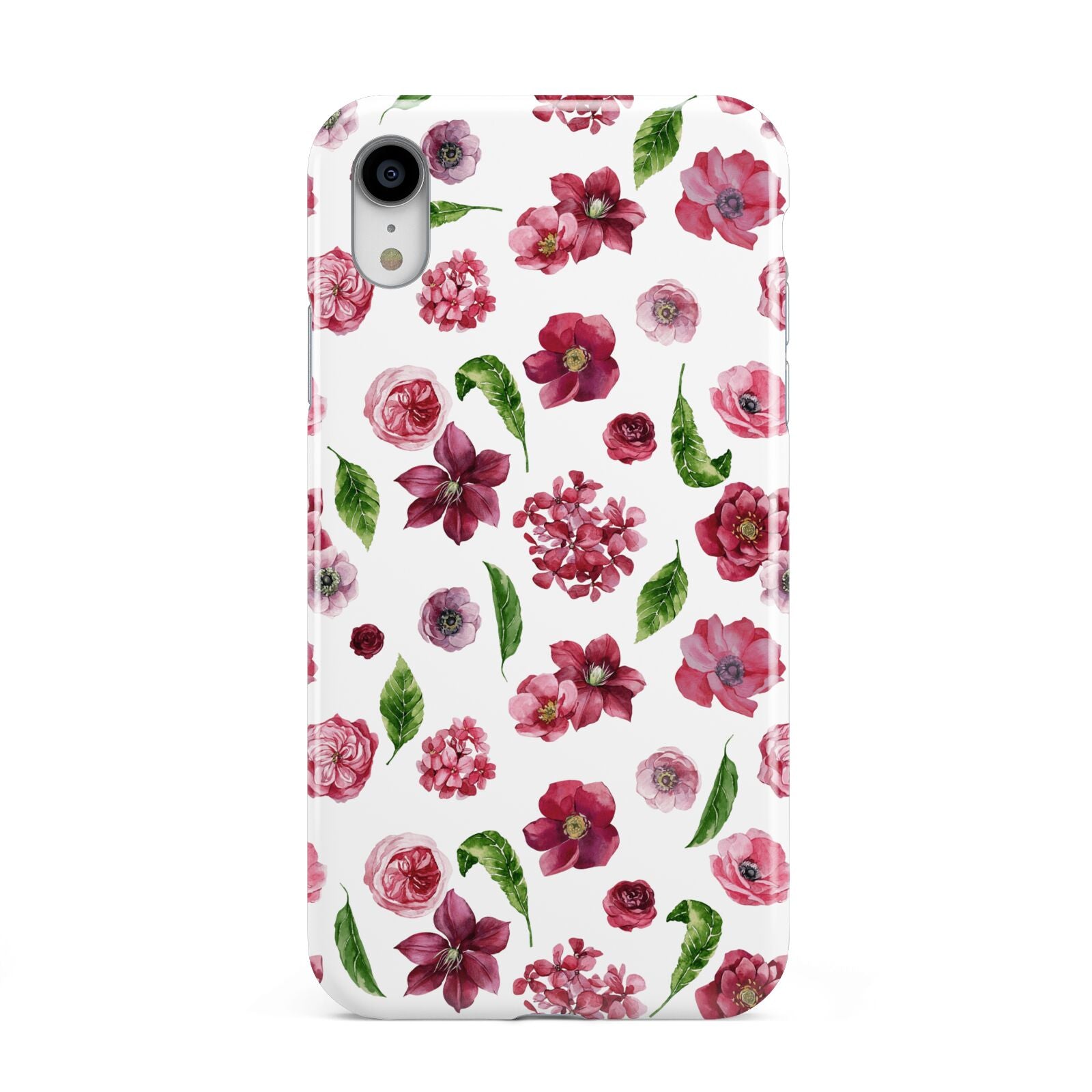 Pink Floral Apple iPhone XR White 3D Tough Case