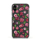 Pink Floral Apple iPhone Xs Impact Case Black Edge on Black Phone