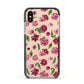 Pink Floral Apple iPhone Xs Impact Case Black Edge on Gold Phone
