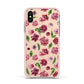Pink Floral Apple iPhone Xs Impact Case Pink Edge on Gold Phone