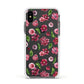 Pink Floral Apple iPhone Xs Impact Case White Edge on Black Phone