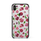 Pink Floral Apple iPhone Xs Max Impact Case Black Edge on Silver Phone