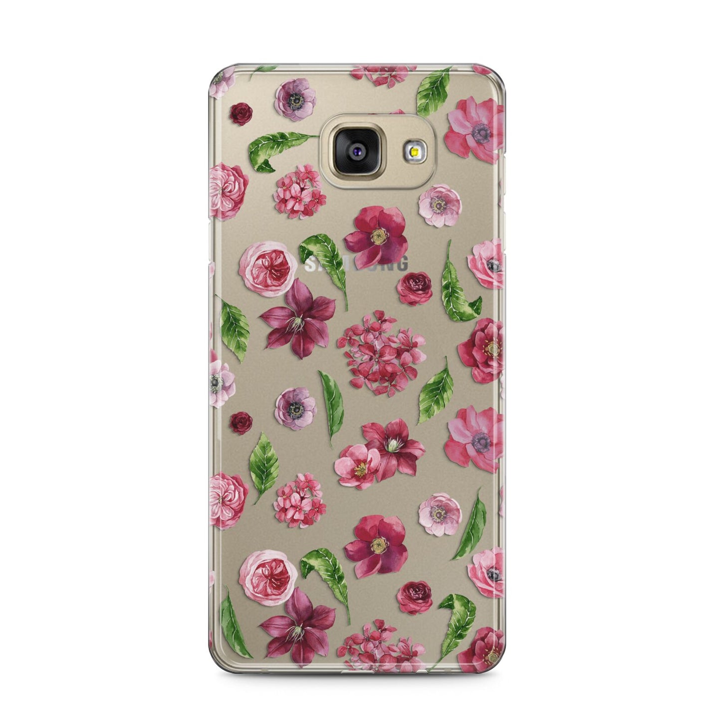 Pink Floral Samsung Galaxy A5 2016 Case on gold phone