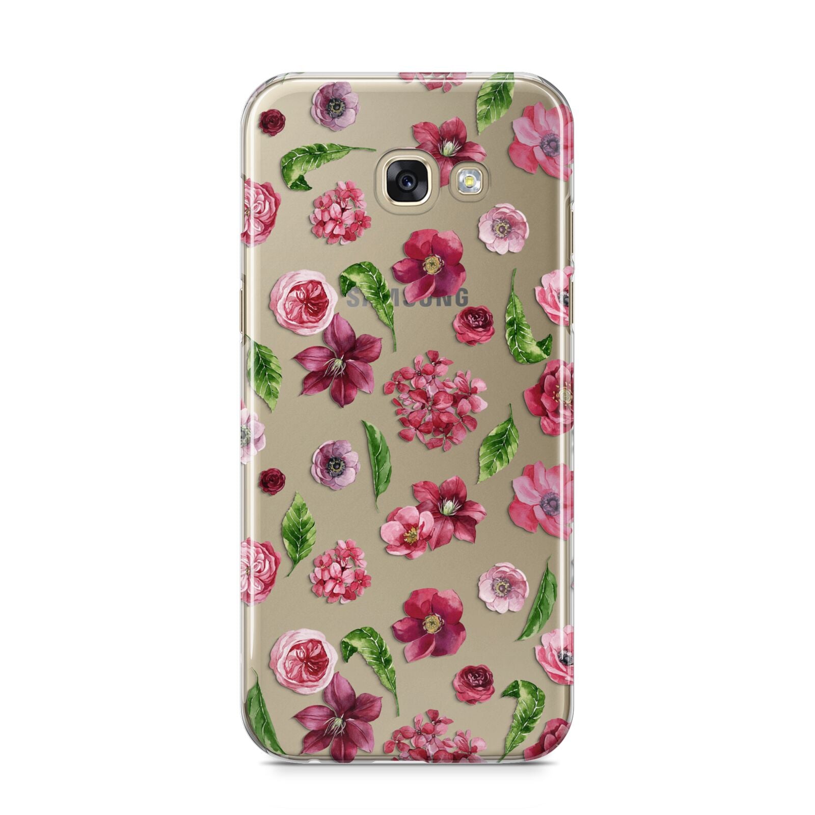 Pink Floral Samsung Galaxy A5 2017 Case on gold phone