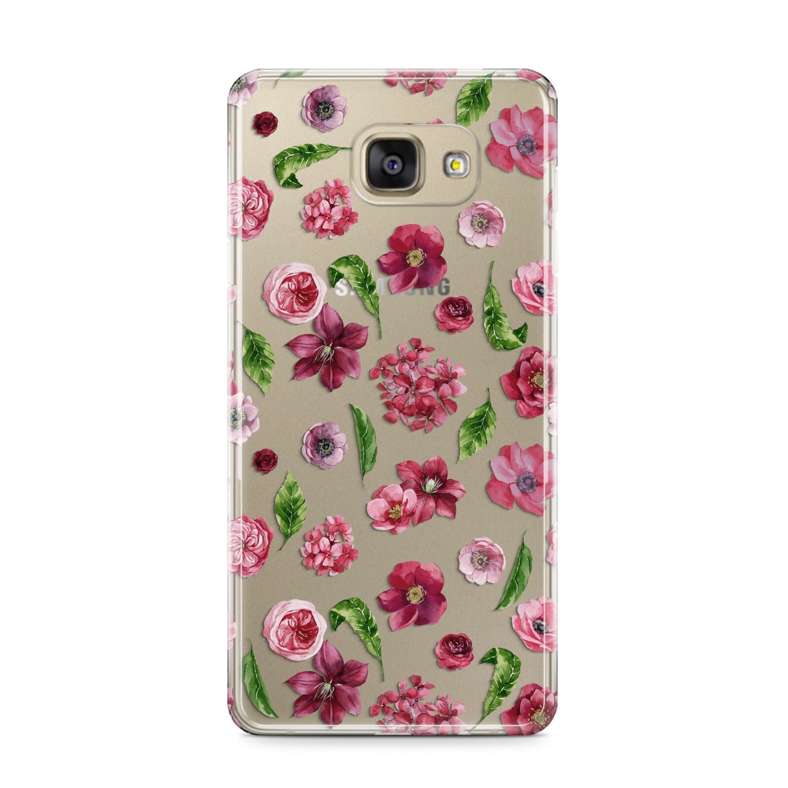 Pink Floral Samsung Galaxy A9 2016 Case on gold phone