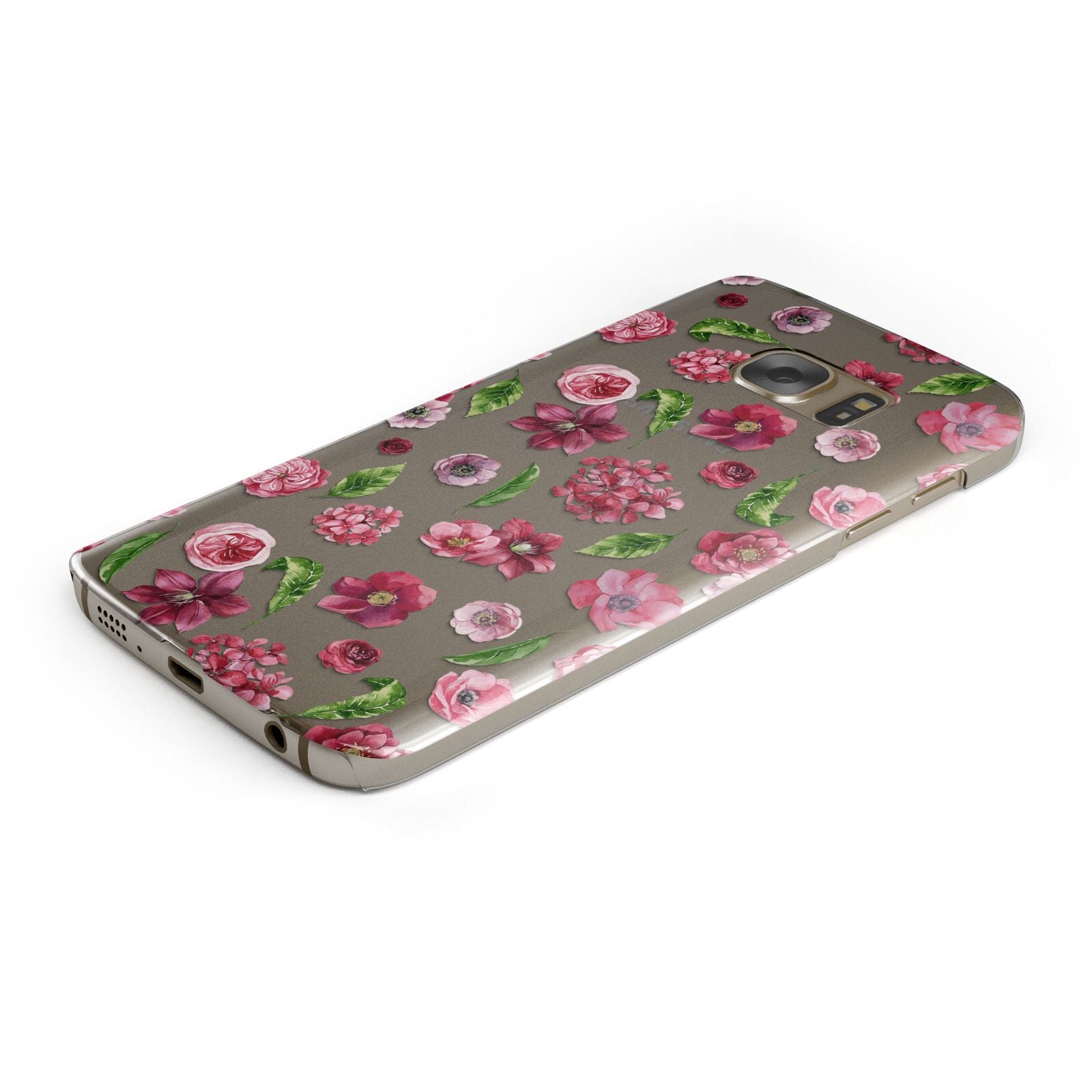 Pink Floral Samsung Galaxy Case Bottom Cutout