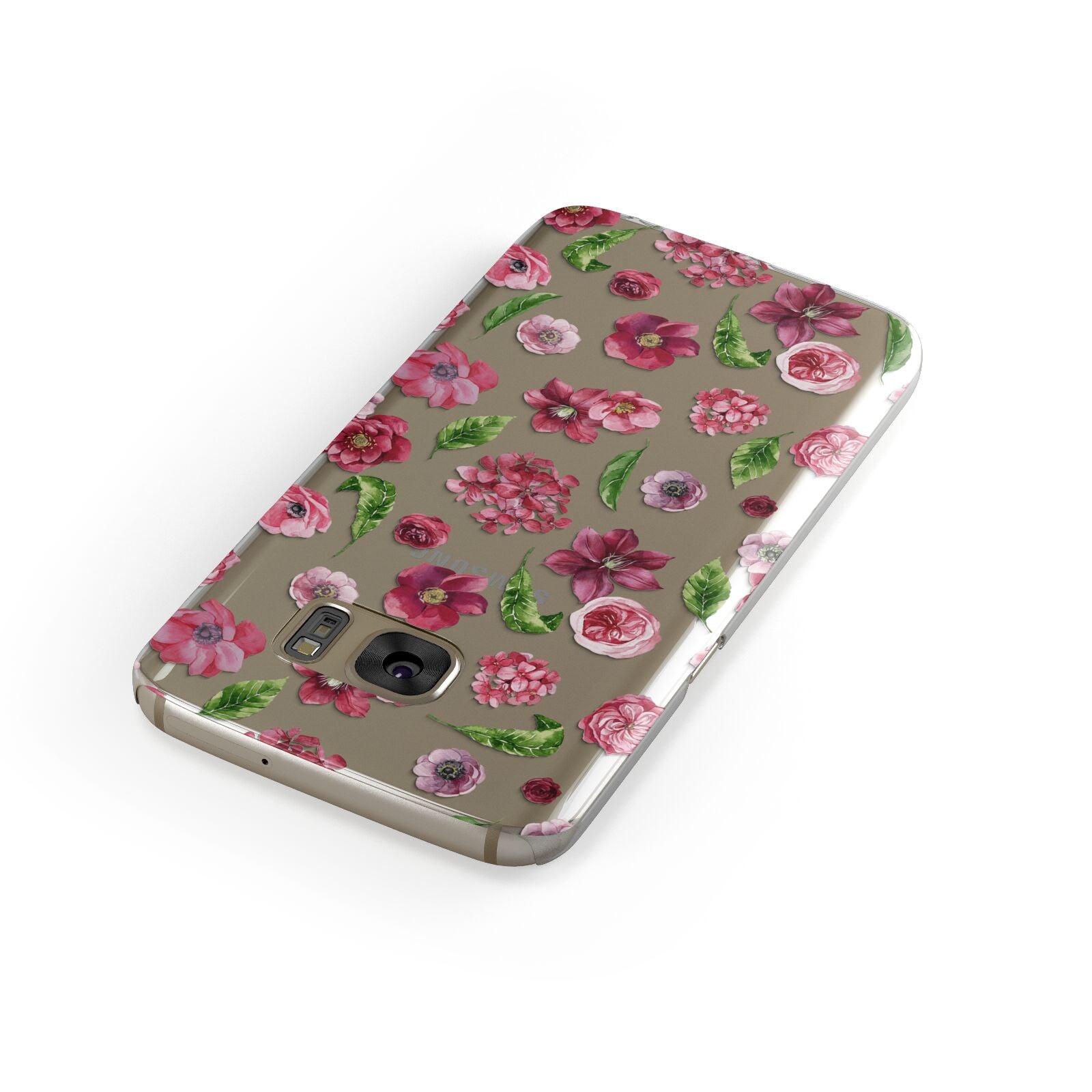 Pink Floral Samsung Galaxy Case Front Close Up