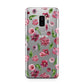 Pink Floral Samsung Galaxy S9 Plus Case on Silver phone