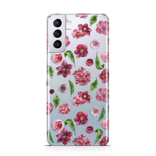 Pink Floral Samsung S21 Plus Phone Case