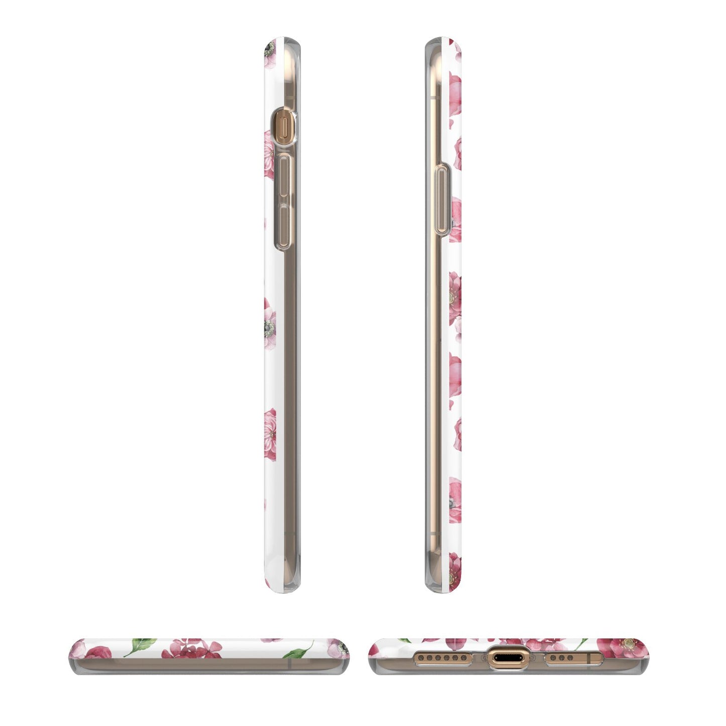 Pink Floral iPhone 11 3D Tough Case Angle Images