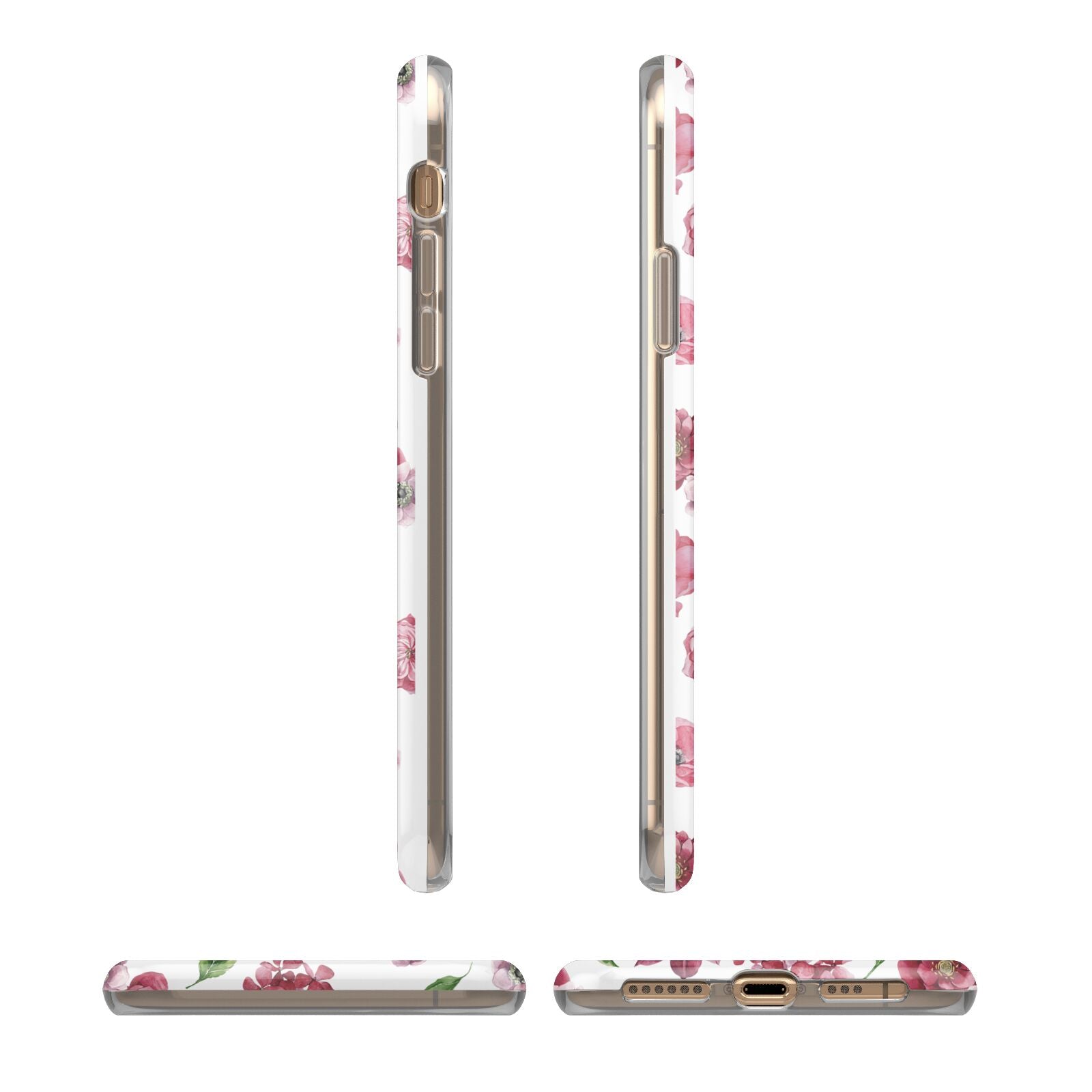 Pink Floral iPhone 11 3D Tough Case Angle Images