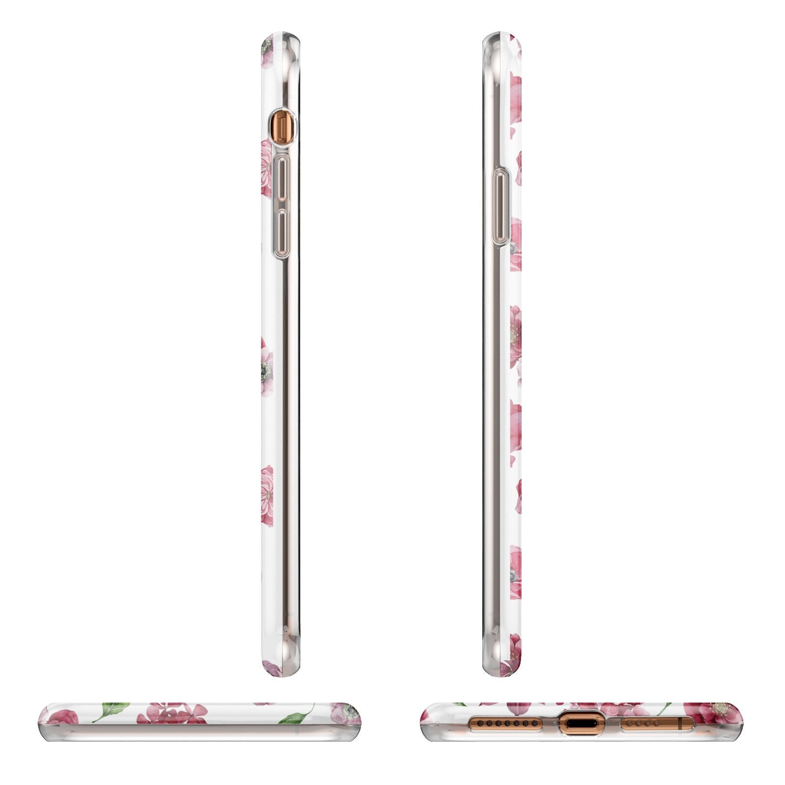 Pink Floral iPhone 11 Pro Max 3D Tough Case Angle Images