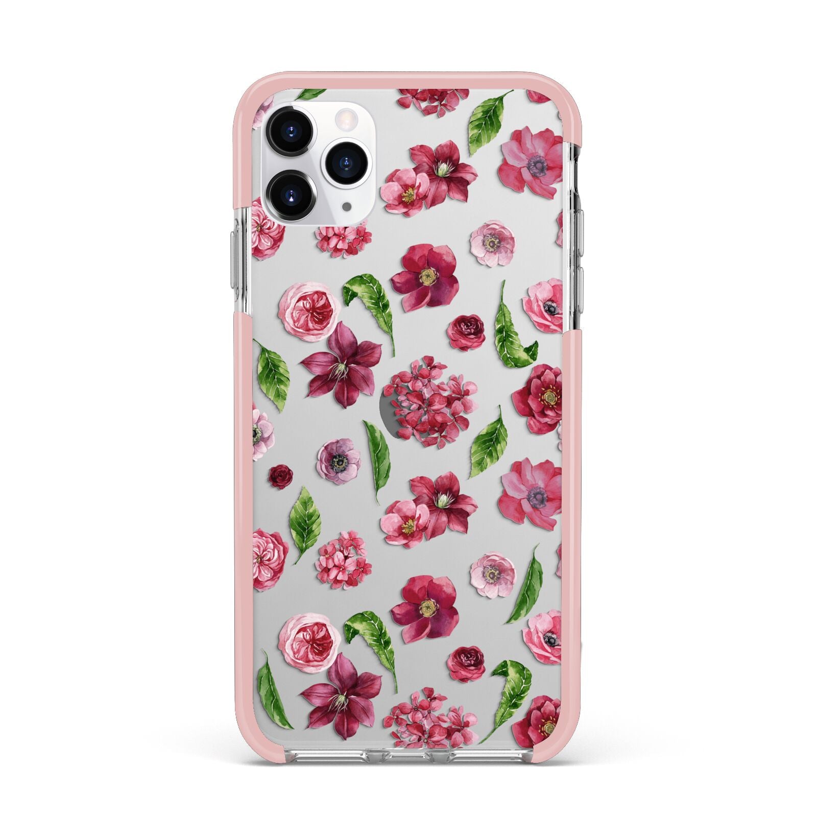 Pink Floral iPhone 11 Pro Max Impact Pink Edge Case