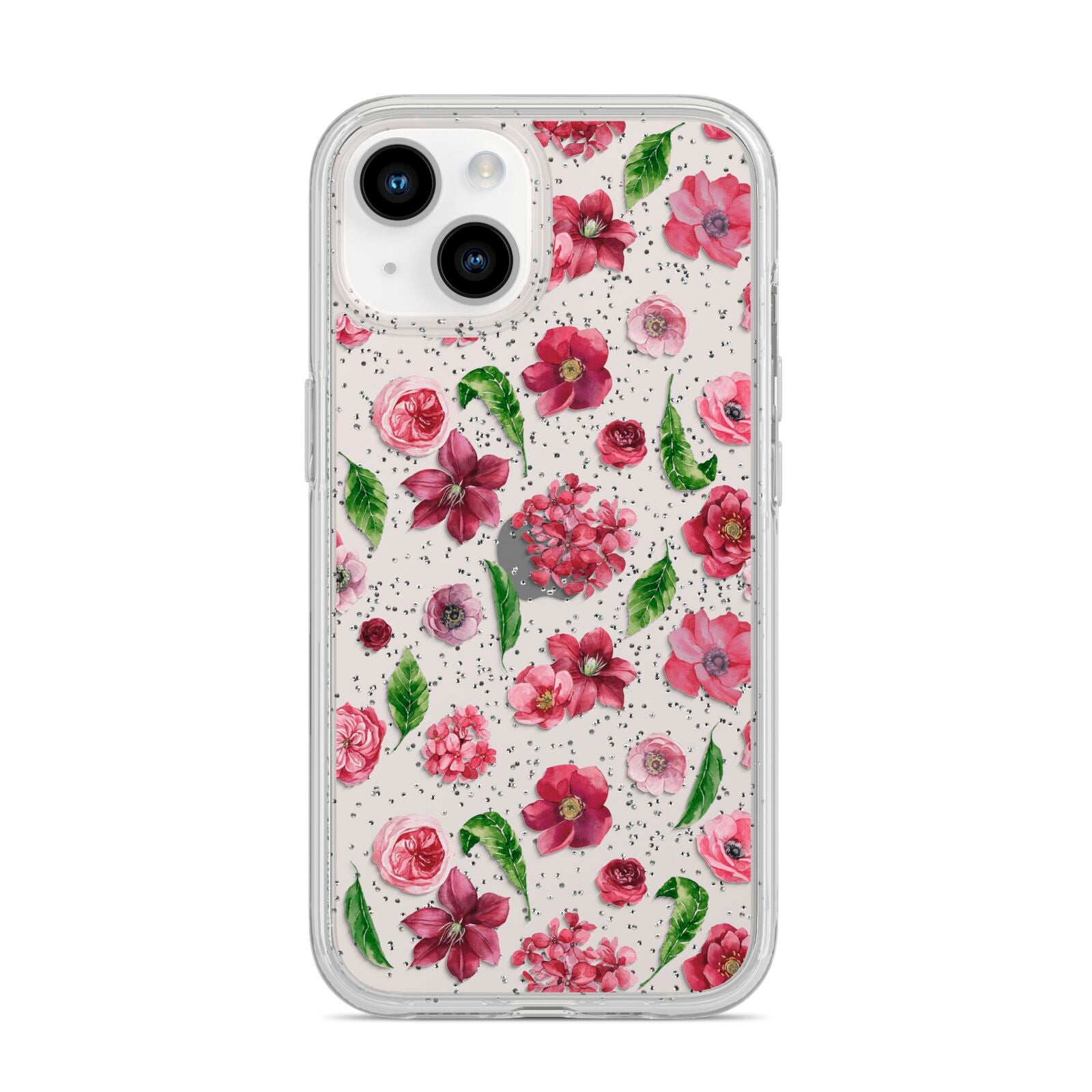 Pink Floral iPhone 14 Glitter Tough Case Starlight
