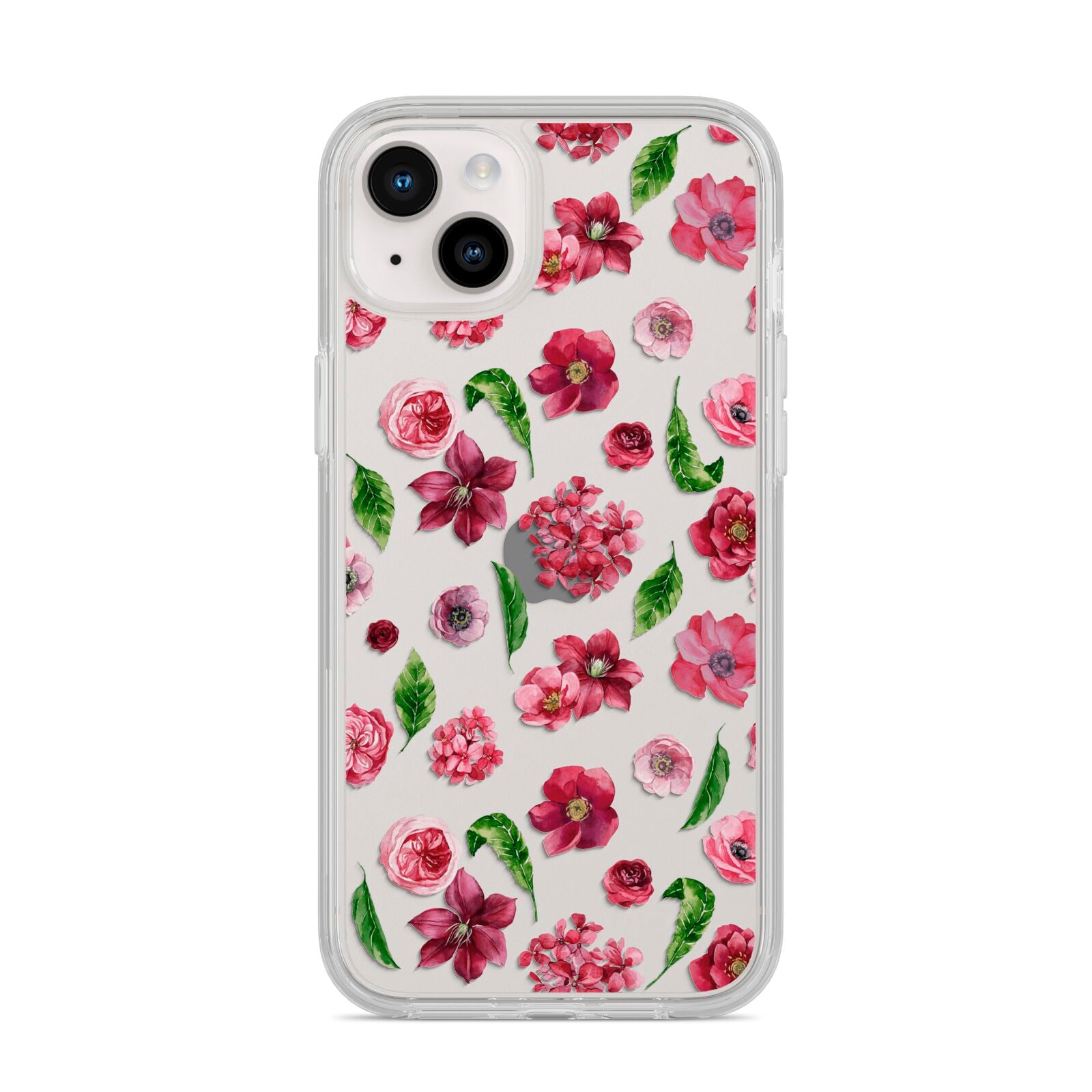 Pink Floral iPhone 14 Plus Clear Tough Case Starlight