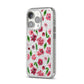 Pink Floral iPhone 14 Pro Glitter Tough Case Silver Angled Image